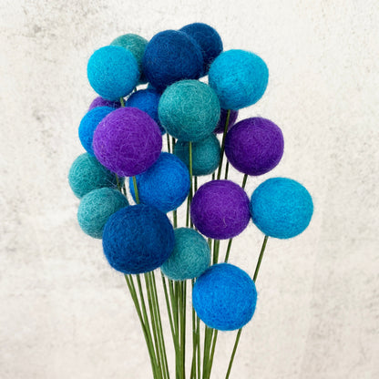 Blue Skies Wool Flower Ball Bouquet