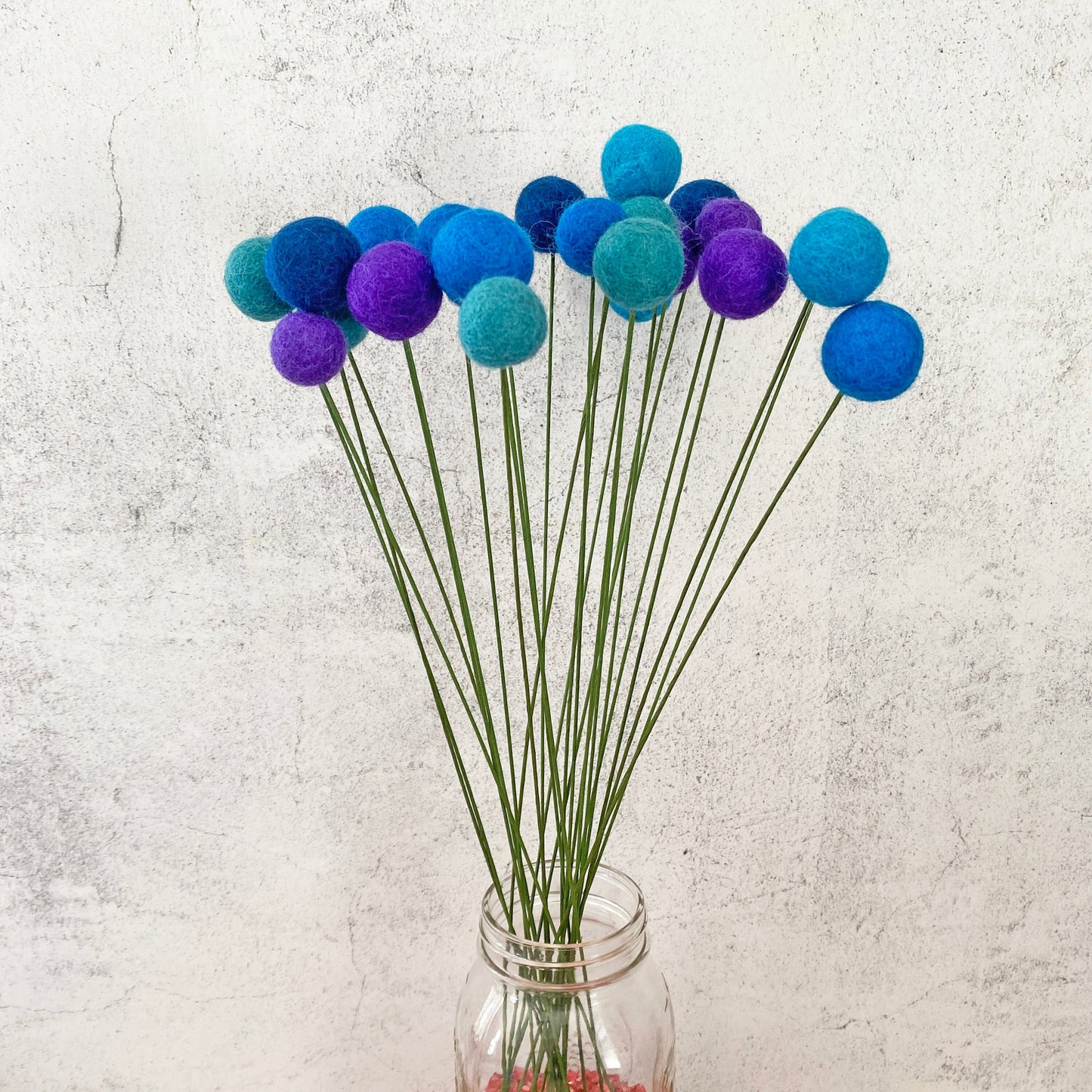Blue Skies Wool Flower Ball Bouquet
