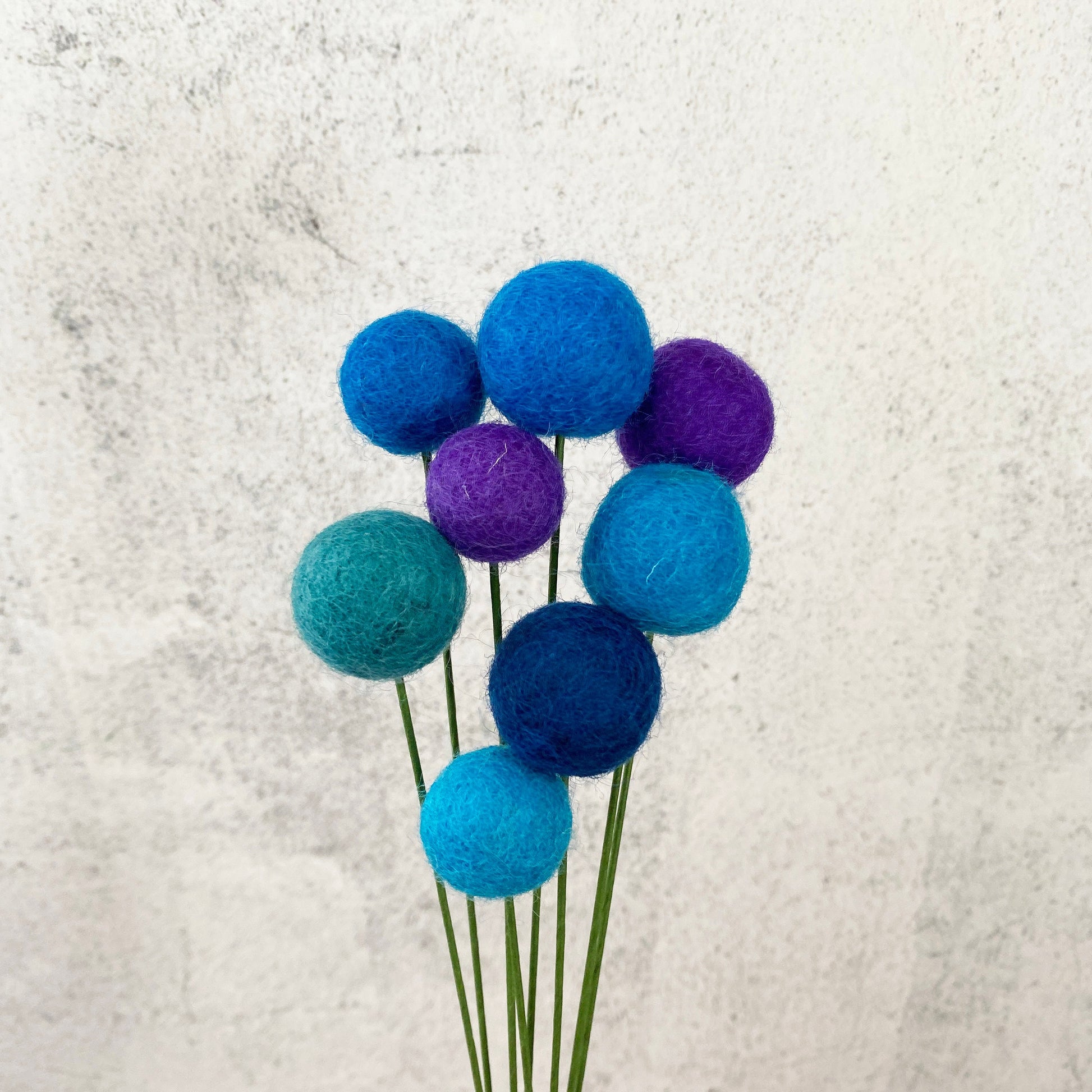 Blue Skies Wool Flower Ball Bouquet