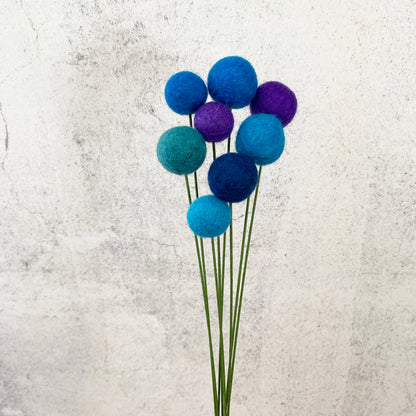 Blue Skies Wool Flower Ball Bouquet