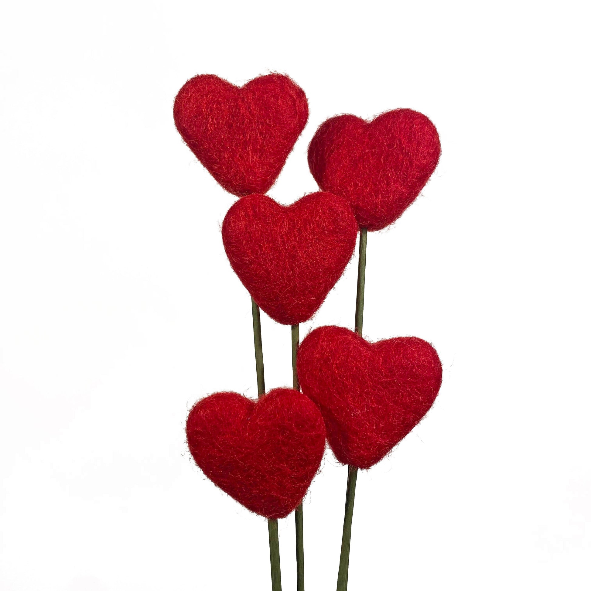 Red Felt Heart Stems