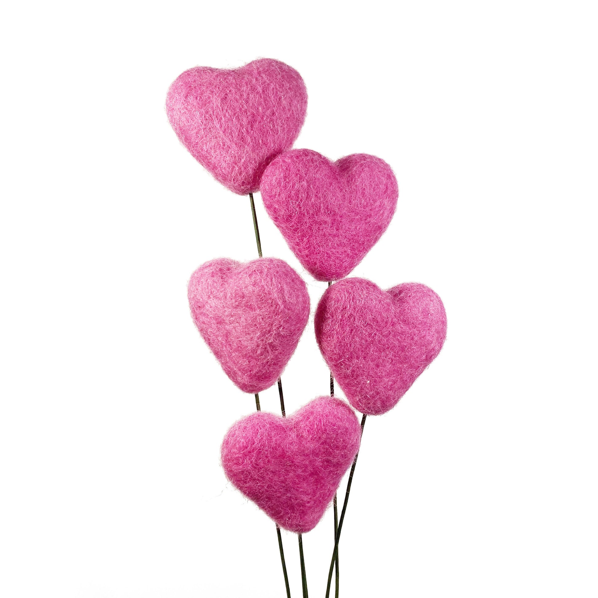 Light Pink Felt Heart Stems