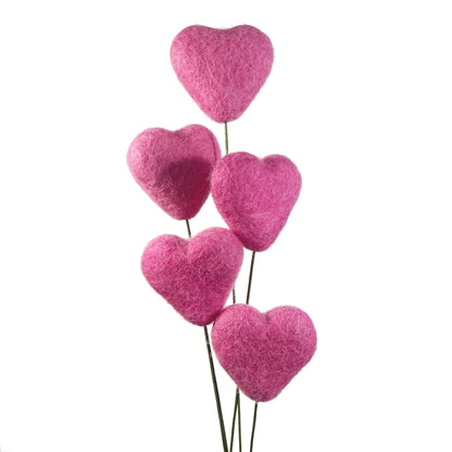 Light Pink Felt Heart Stems