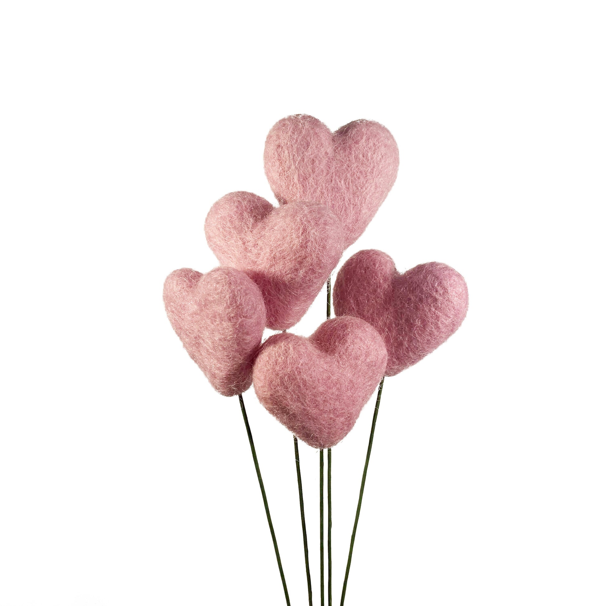 Baby Pink Felt Heart Stems
