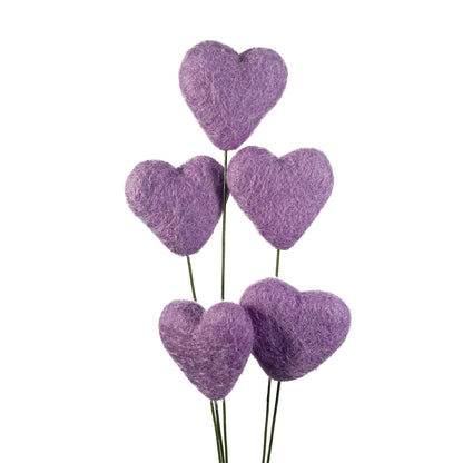 Lavender Felt Heart Stems