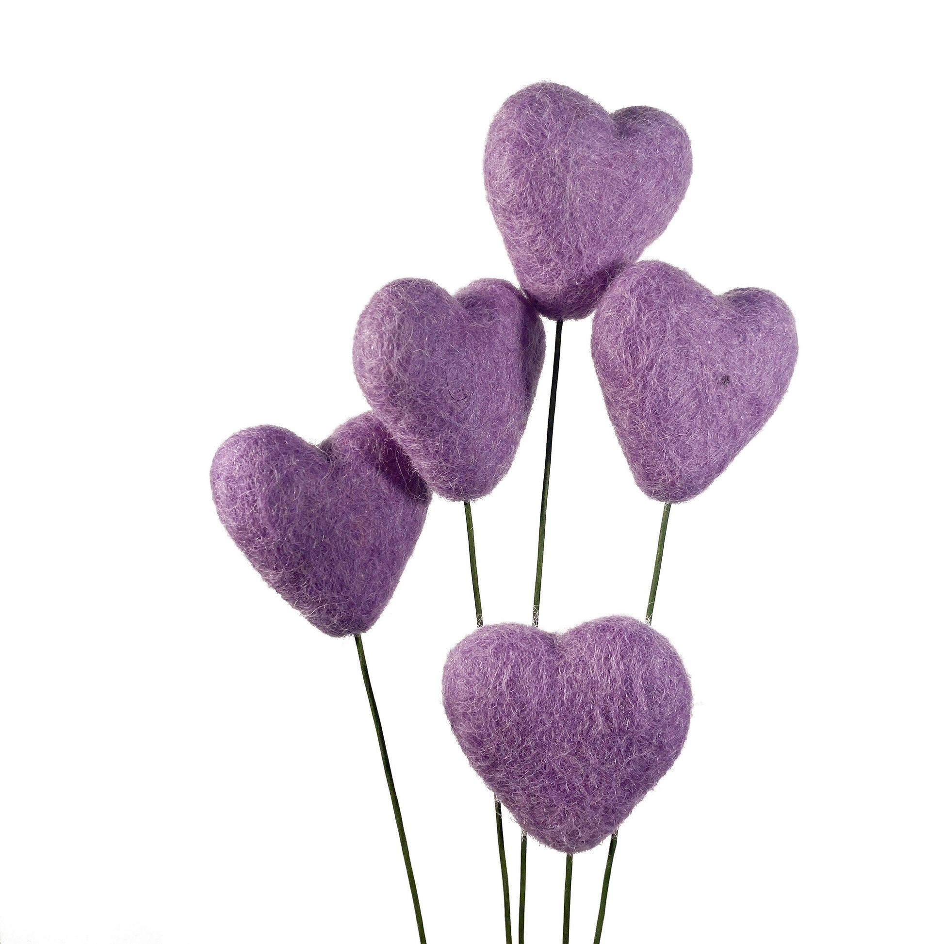 Lavender Felt Heart Stems