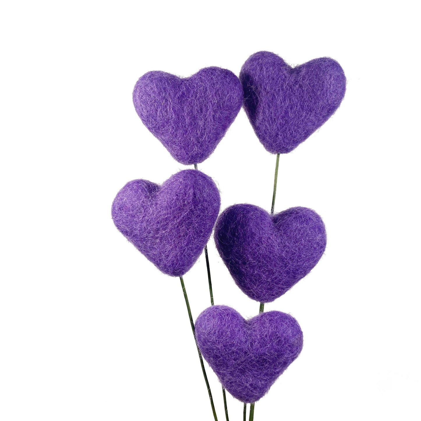 Purple Felt Heart Stems