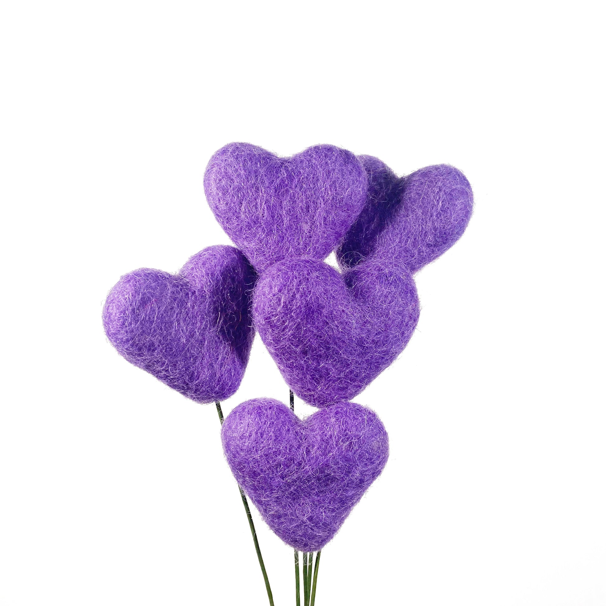 Purple Felt Heart Stems