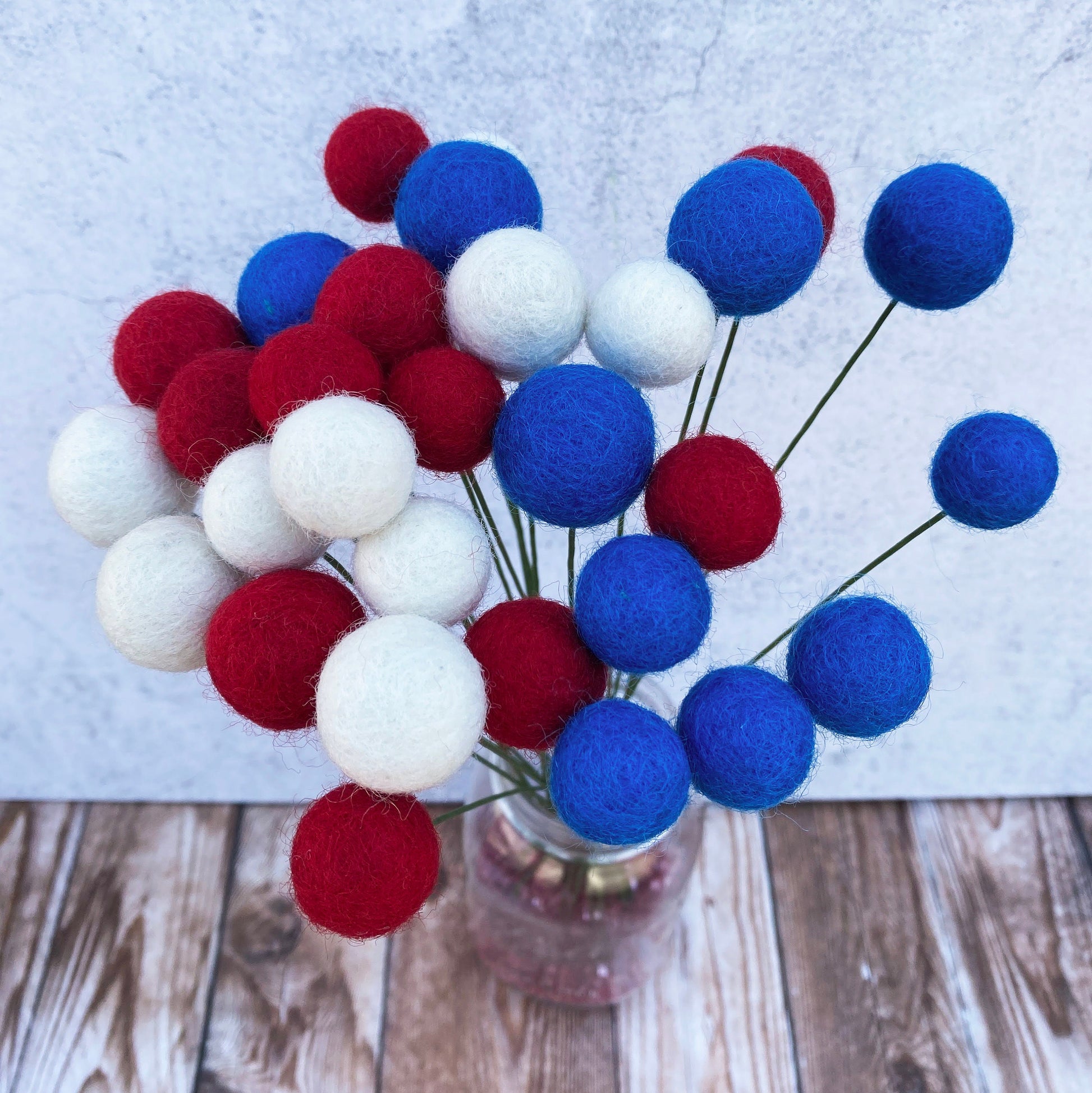 Americana Wool Flower Ball Bouquet