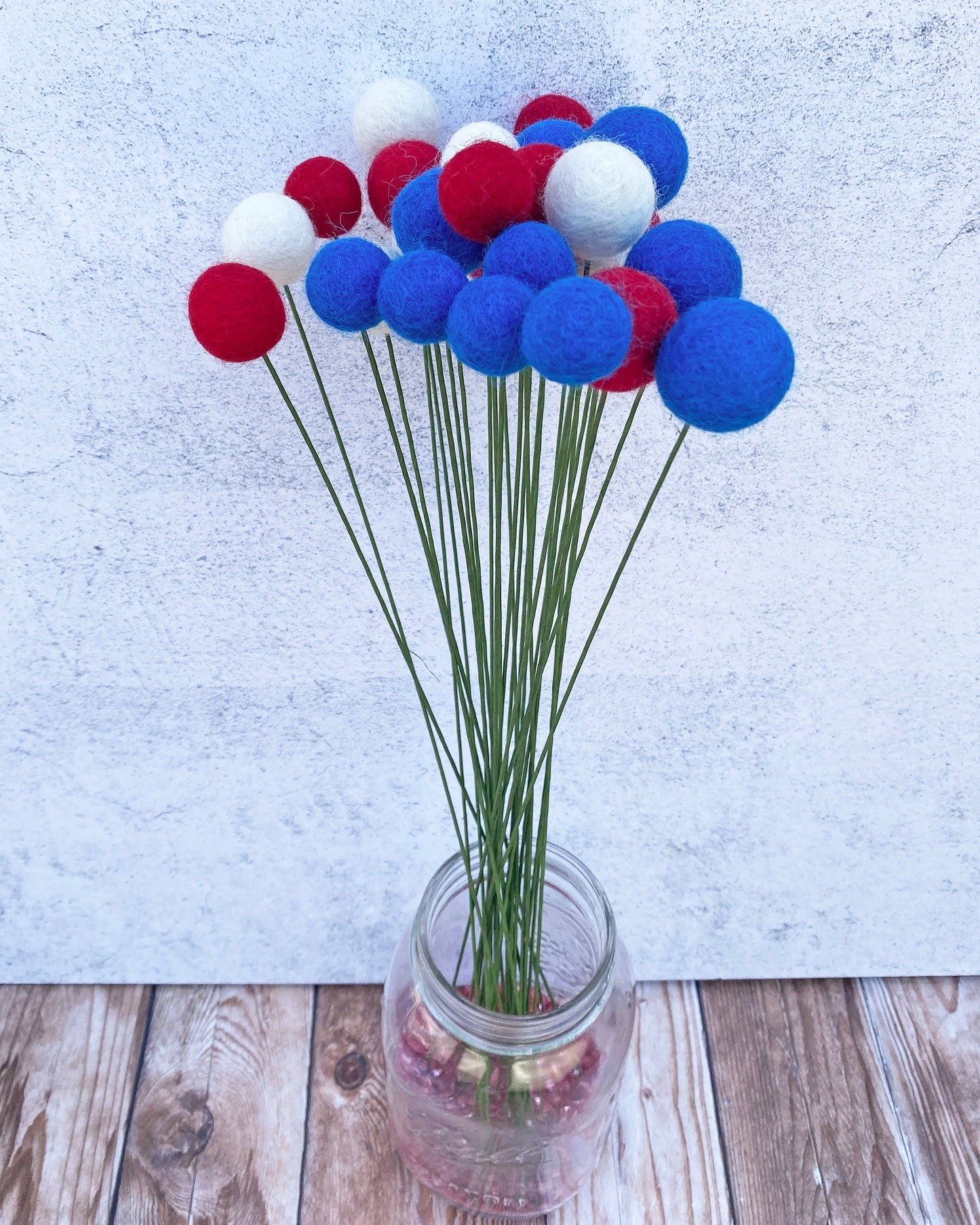 Americana Wool Flower Ball Bouquet