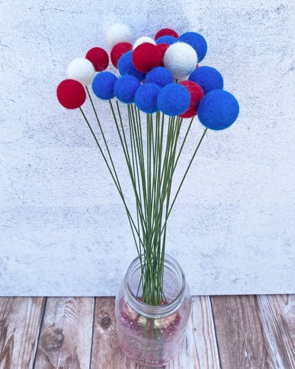 Americana Wool Flower Ball Bouquet