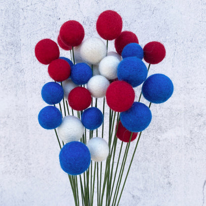 Americana Wool Flower Ball Bouquet