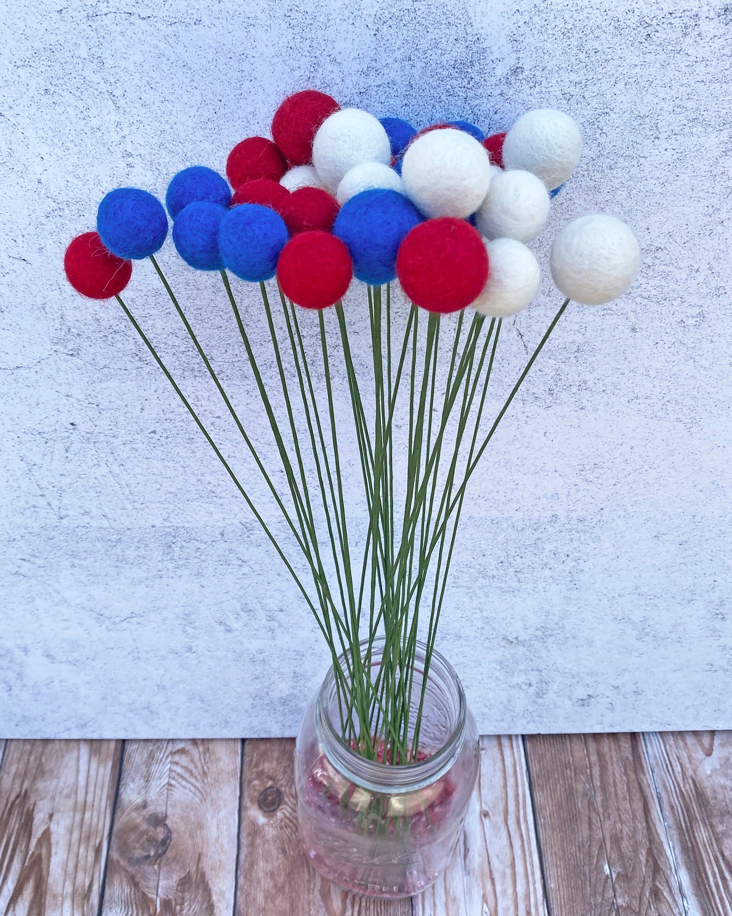 Americana Wool Flower Ball Bouquet