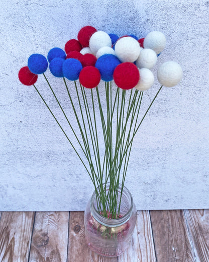 Americana Wool Flower Ball Bouquet