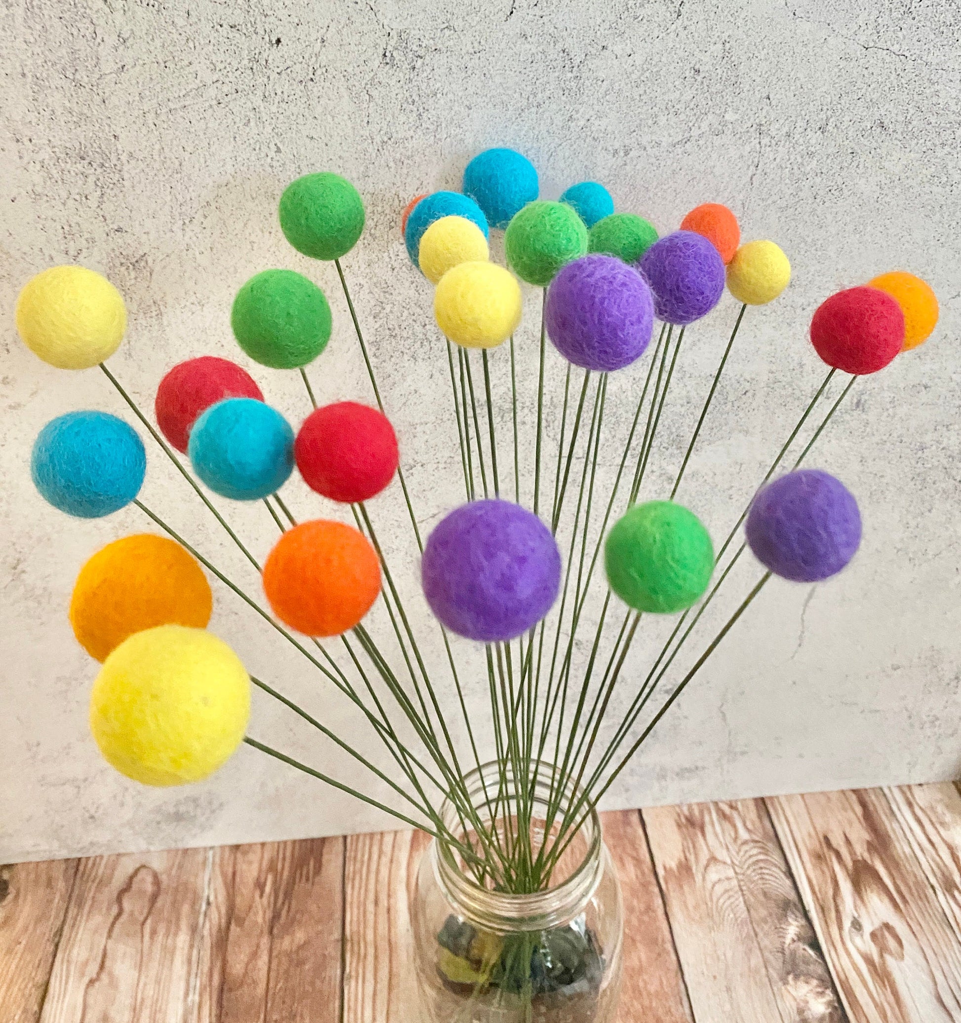 Rainbow Wool Felt Flower Bouquet