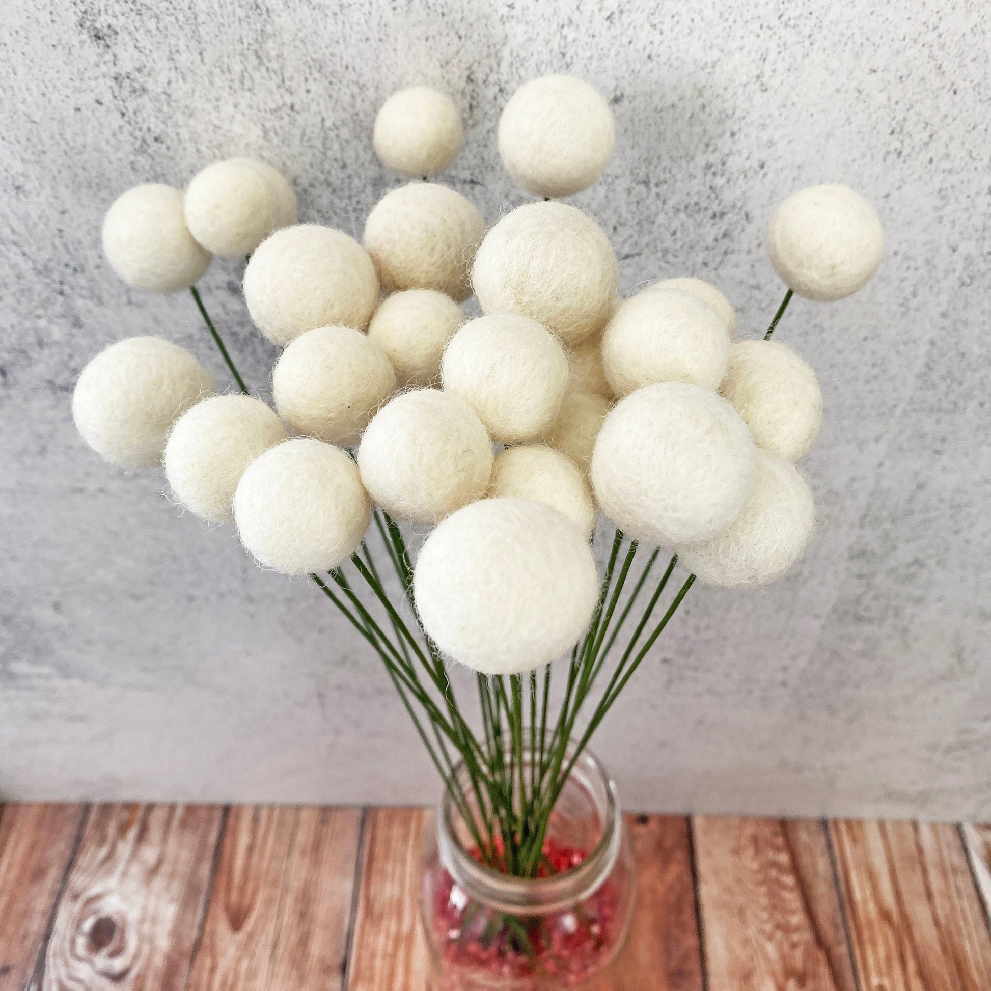 Fresh Cream Wool Felt Flower Bouquet