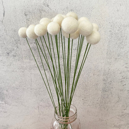 Fresh Cream Wool Felt Flower Bouquet