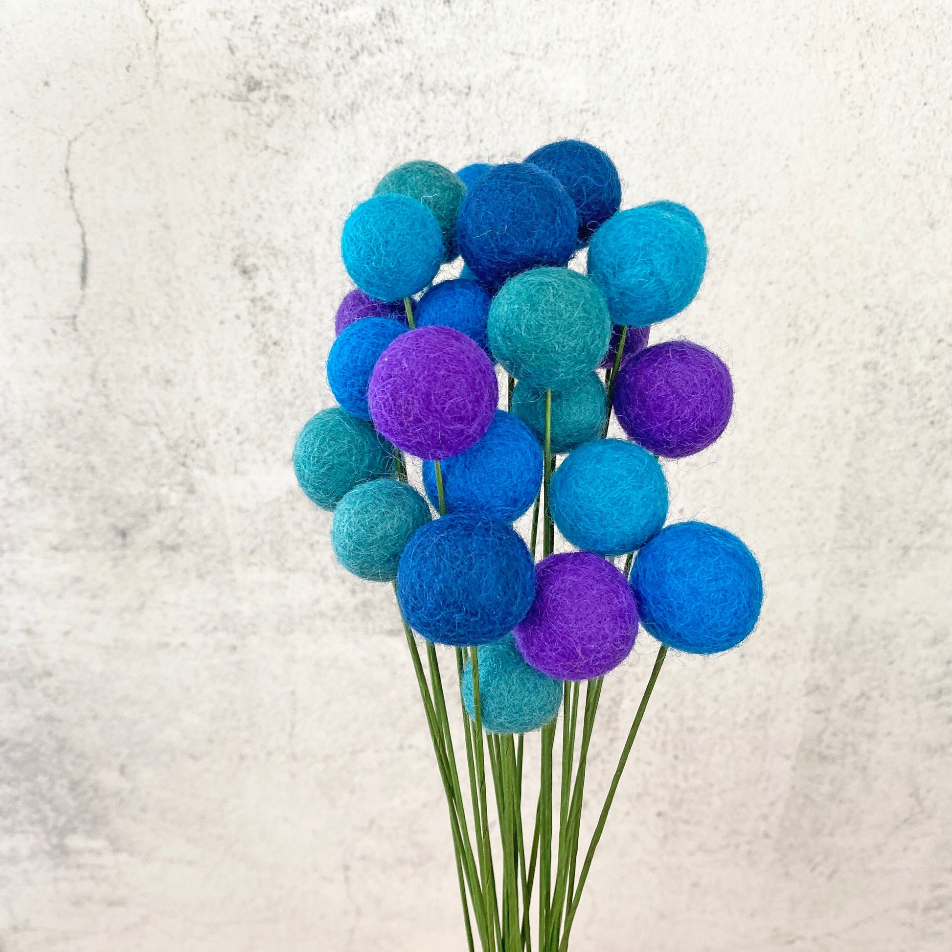Blue Skies Wool Flower Ball Bouquet