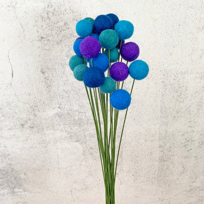 Blue Skies Wool Flower Ball Bouquet