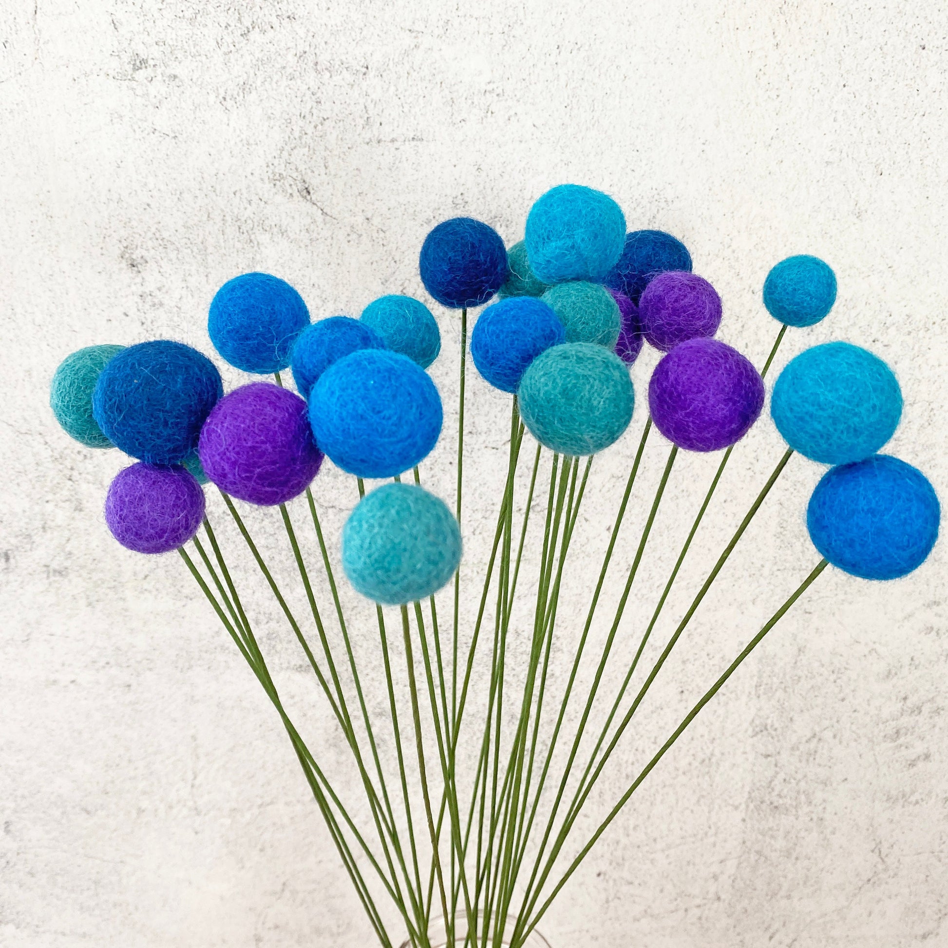 Blue Skies Wool Flower Ball Bouquet