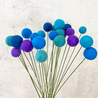Blue Skies Wool Flower Ball Bouquet