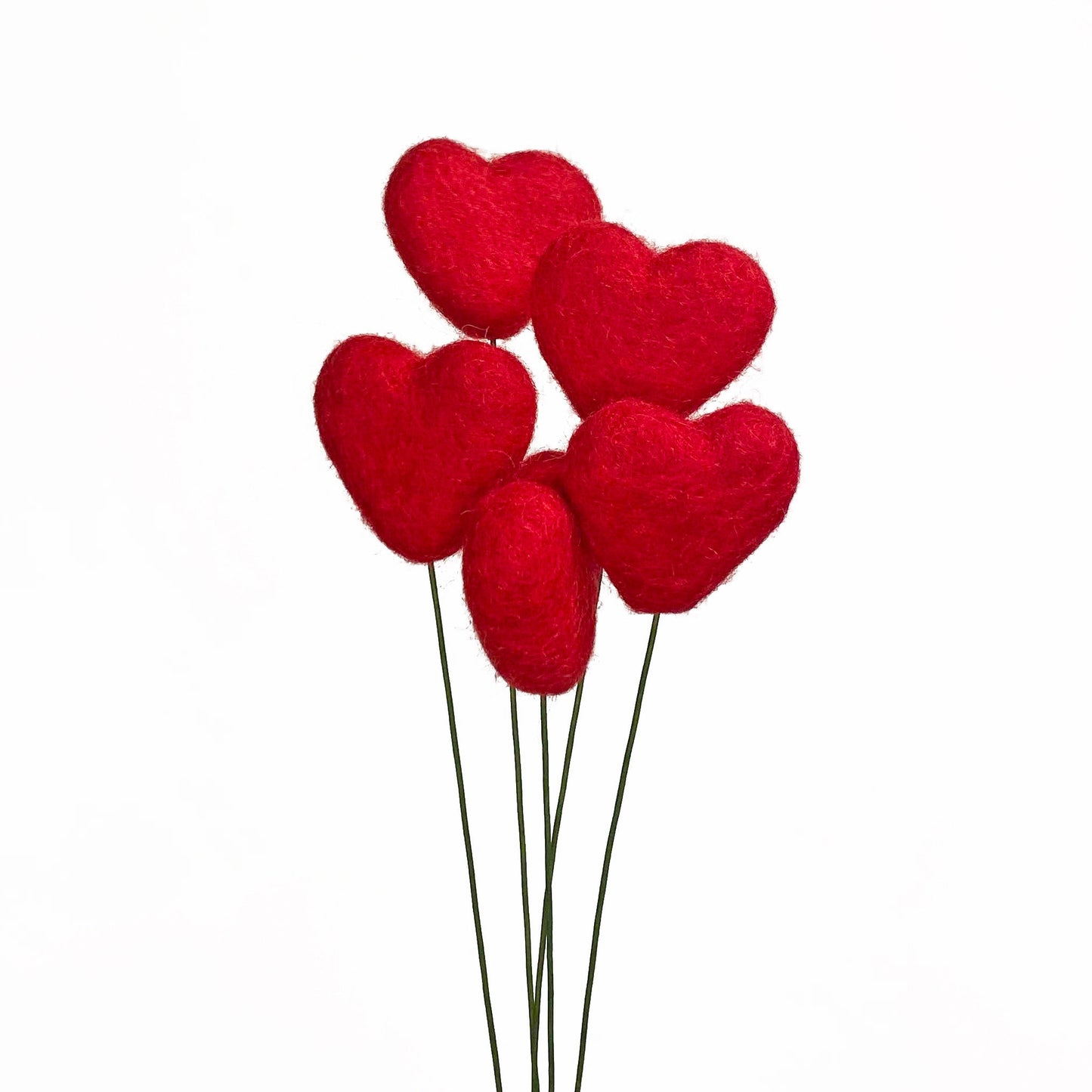 Red Felt Heart Stems
