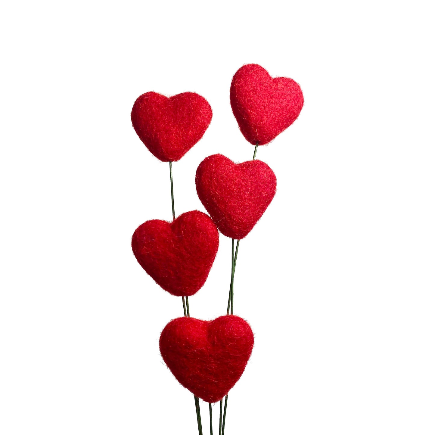 Red Felt Heart Stems