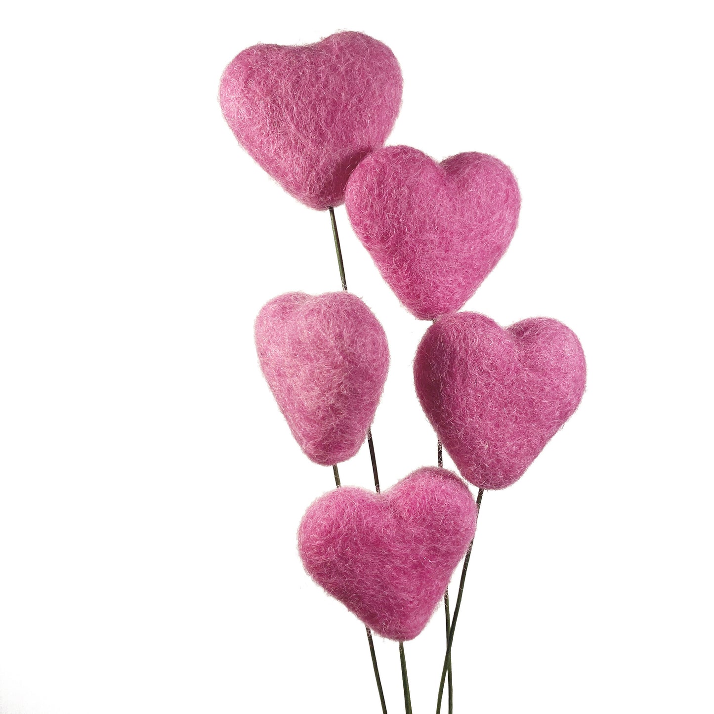 Light Pink Felt Heart Stems