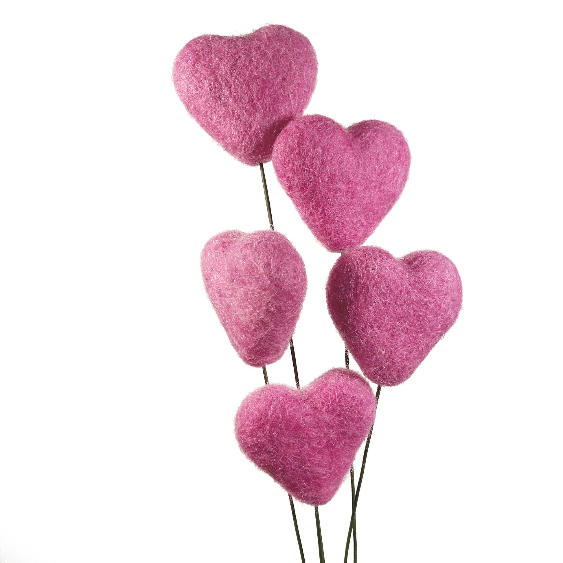 Light Pink Felt Heart Stems