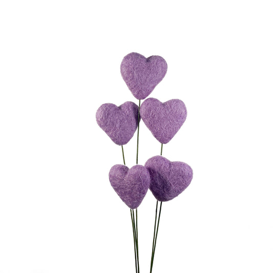 Lavender Felt Heart Stems