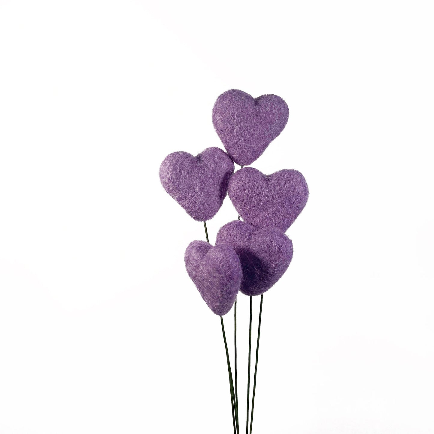 Lavender Felt Heart Stems