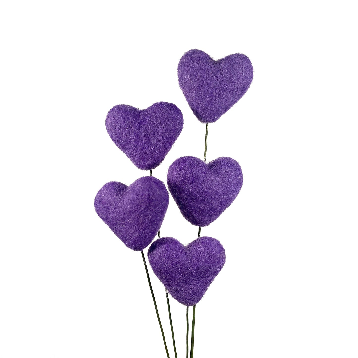 Purple Felt Heart Stems