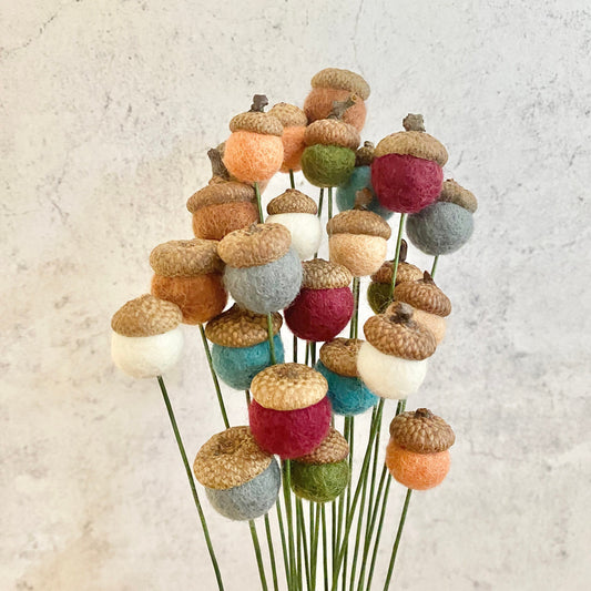 Cozy Cottage Wool Felt Acorn Bouquet