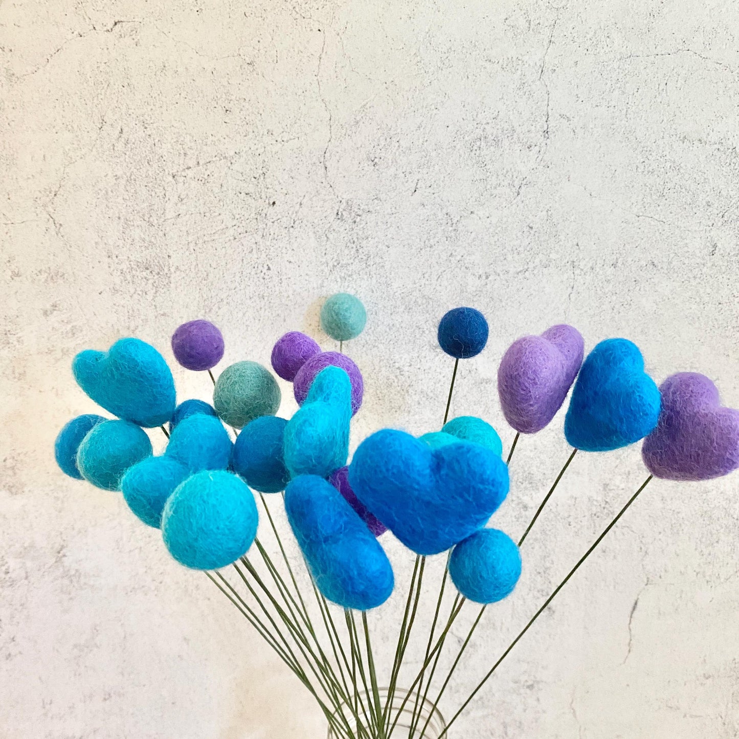 Blue Skies Hearts Felt Flower Bouquet