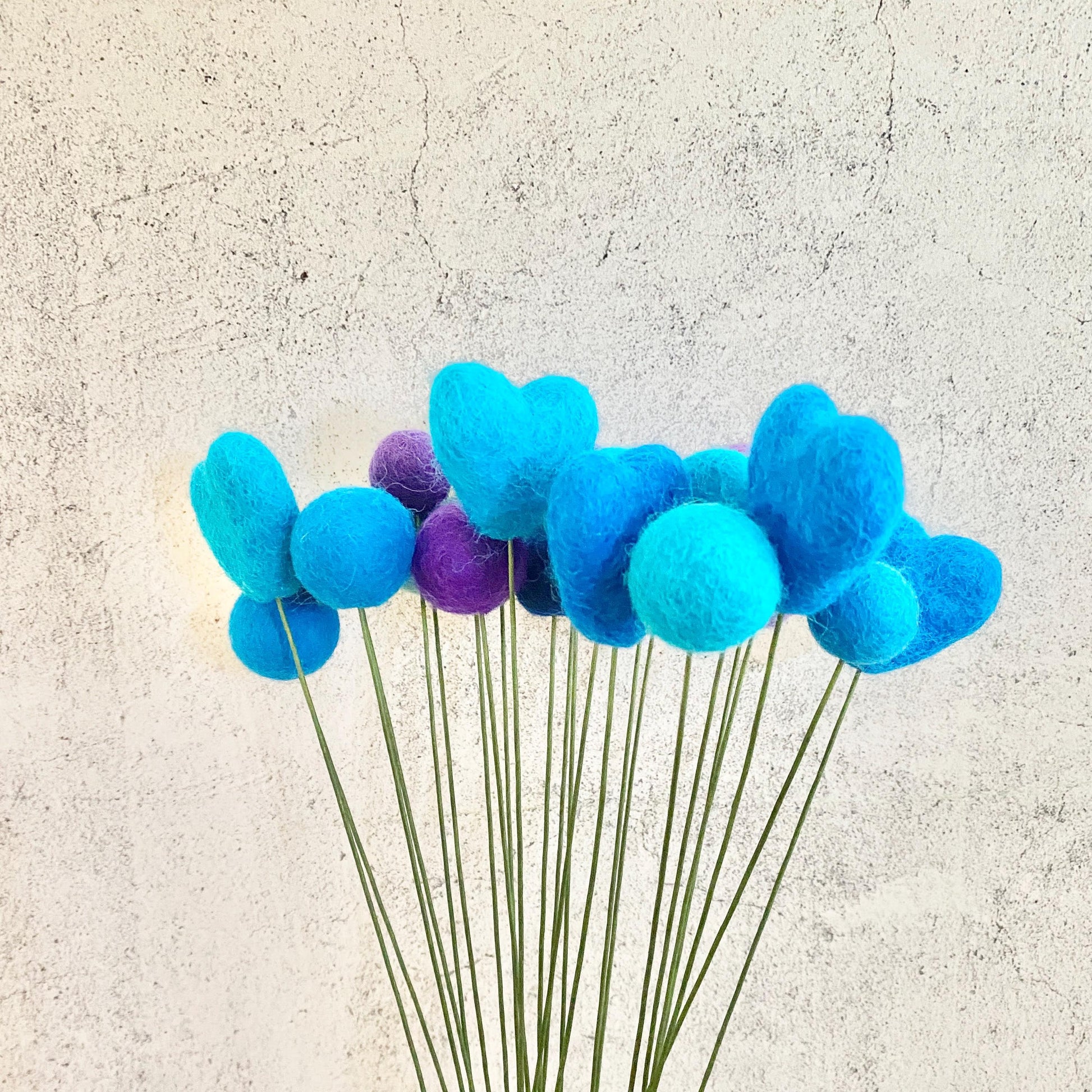 Blue Skies Hearts Felt Flower Bouquet