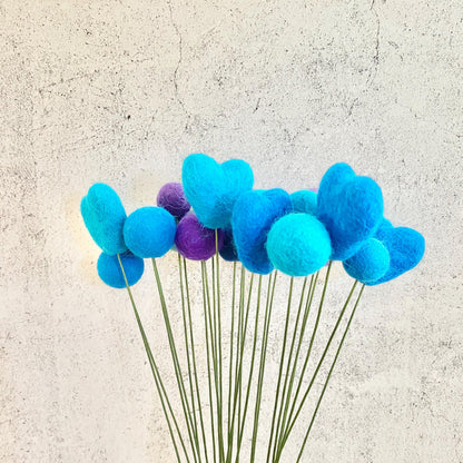 Blue Skies Hearts Felt Flower Bouquet