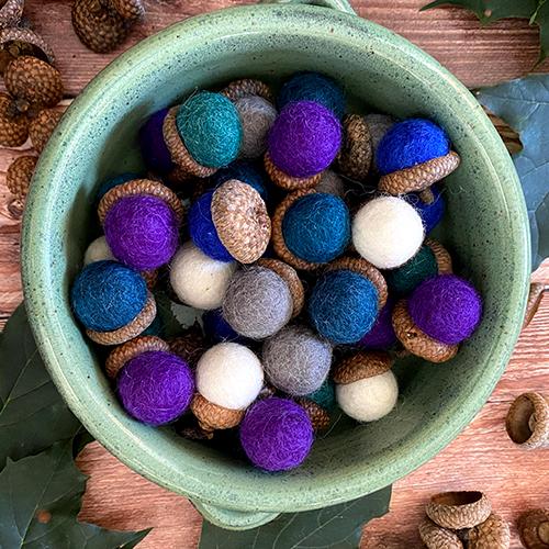 Felt Acorns Coastal Mist