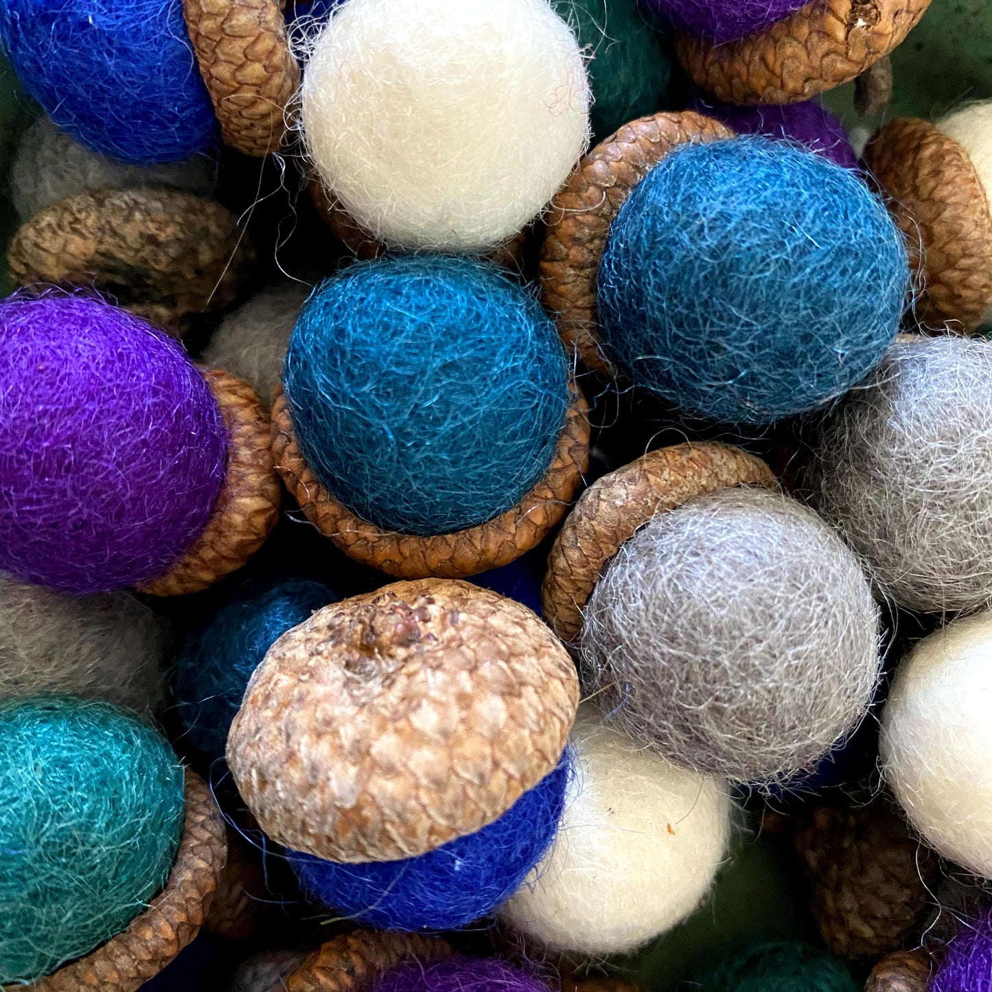 Felt Acorns Coastal Mist