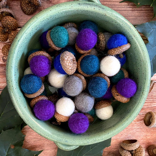 Felt Acorns Coastal Mist