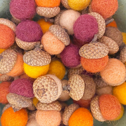 MINI Warm Earth Felt Acorns
