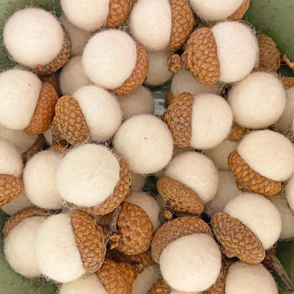 Mini Felt Acorns Fresh Cream