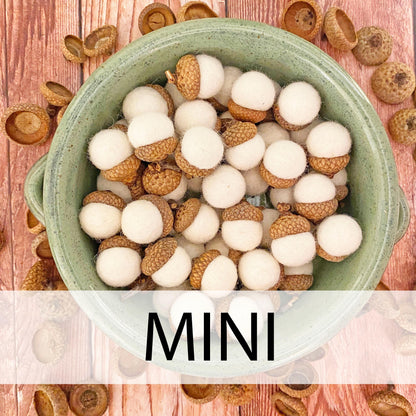 Mini Felt Acorns Fresh Cream