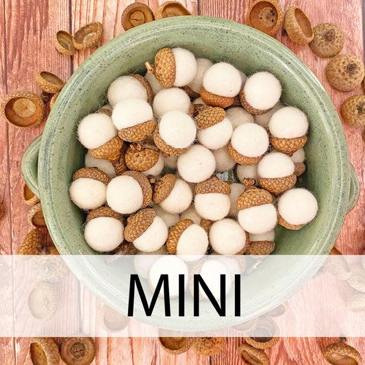 Mini Felt Acorns Fresh Cream