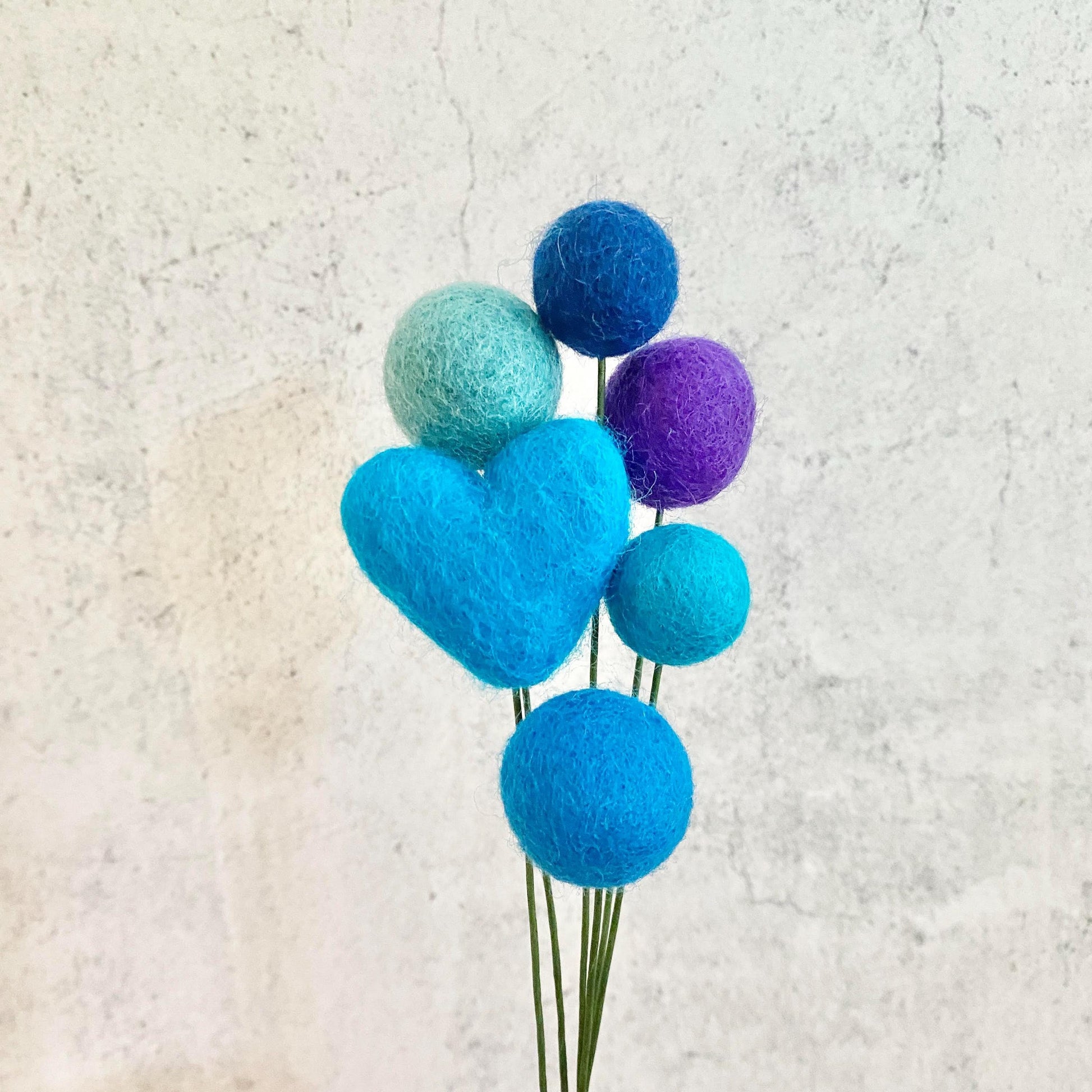 Blue Skies Hearts Felt Flower Bouquet