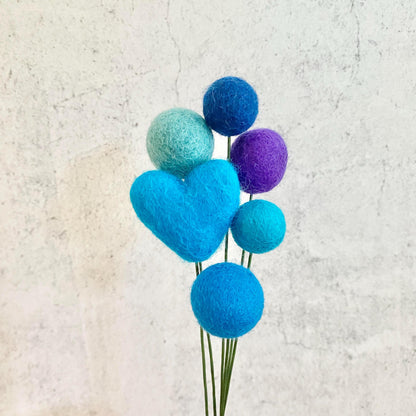 Blue Skies Hearts Felt Flower Bouquet