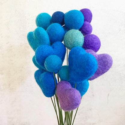 Blue Skies Hearts Felt Flower Bouquet