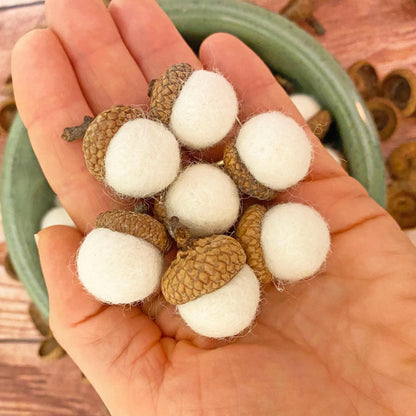 Mini Felt Acorns Fresh Cream