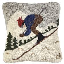 Downhill Skier Pillow 14 x 14"