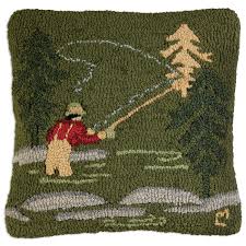Fly Fisherman Pillow 18 x 18"