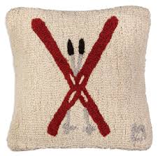 Crossed Skis Pillow 14 x 14"